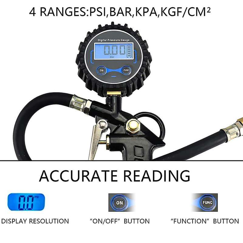 Digital Tire Inflator with Pressure Gauge,200PSI American Air Chuck Heavy Duty Air Compressor Access