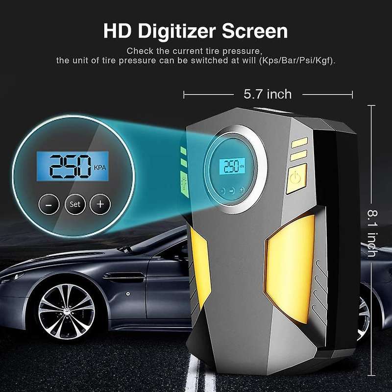 Digital Tyre Inflator, Portable Air Compressor Tyre Pump DC 12V 150PSI with LED Light for Car/Bicycl