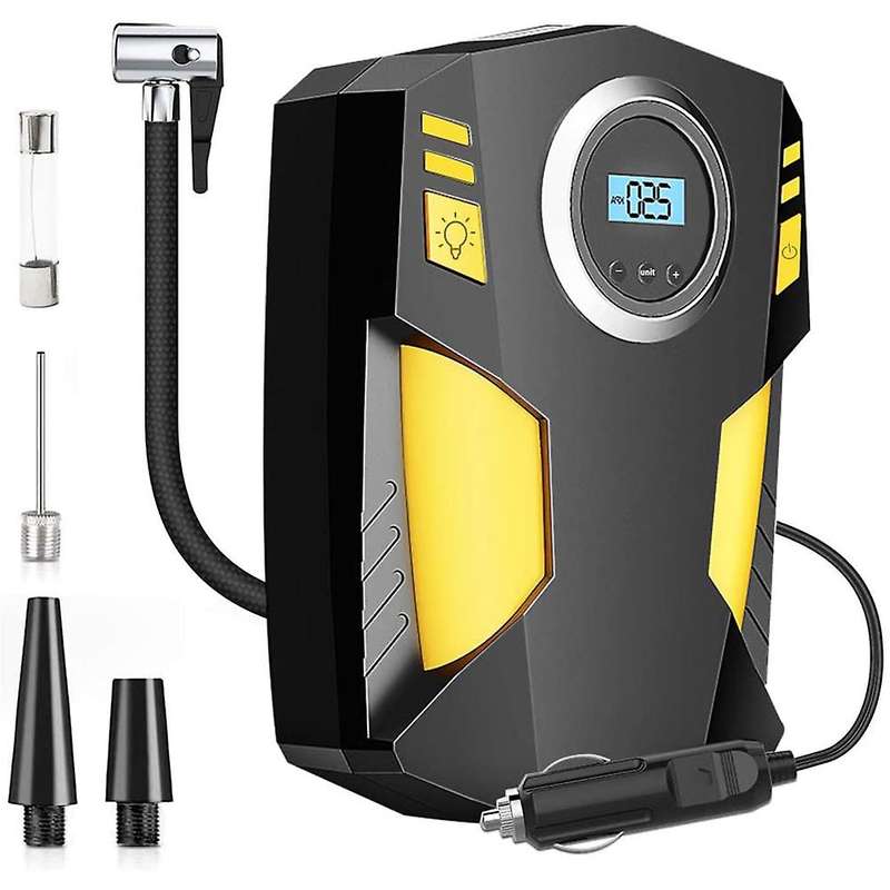 Digital Tyre Inflator, Portable Air Compressor Tyre Pump DC 12V 150PSI with LED Light for Car/Bicycl