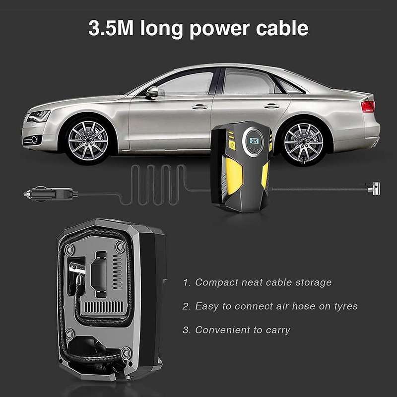 Digital Tyre Inflator, Portable Air Compressor Tyre Pump DC 12V 150PSI with LED Light for Car/Bicycl