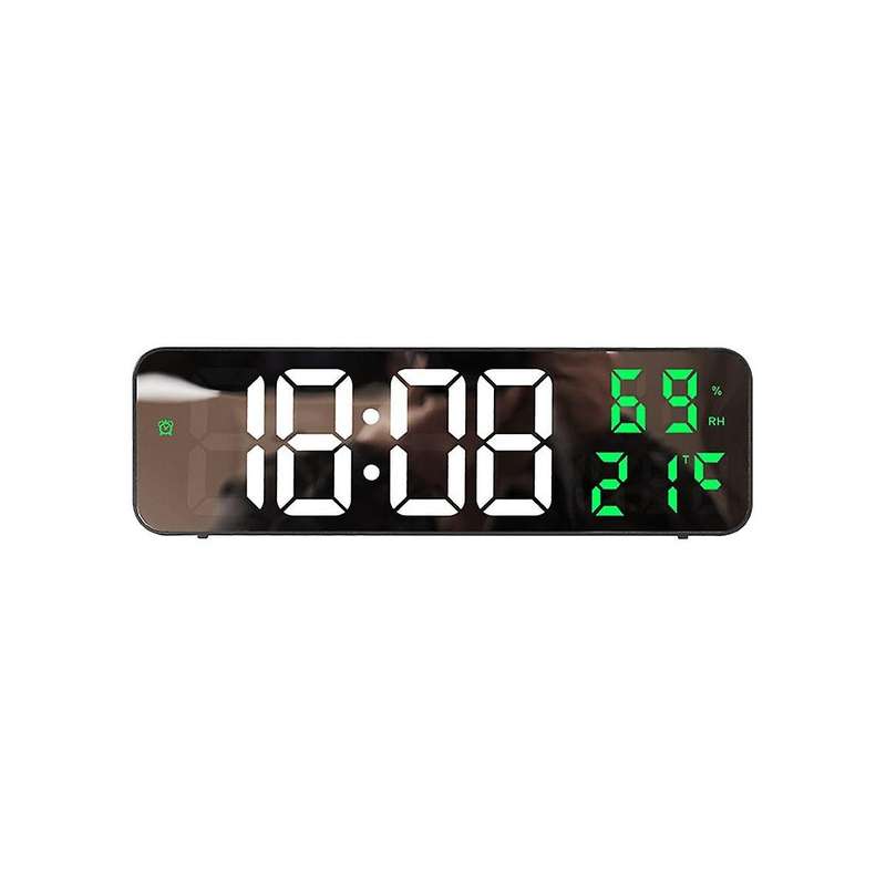 Digital Wall Clock Temperature and Humidity Display Night Mode Table Alarm Clock 12/24h Electronic