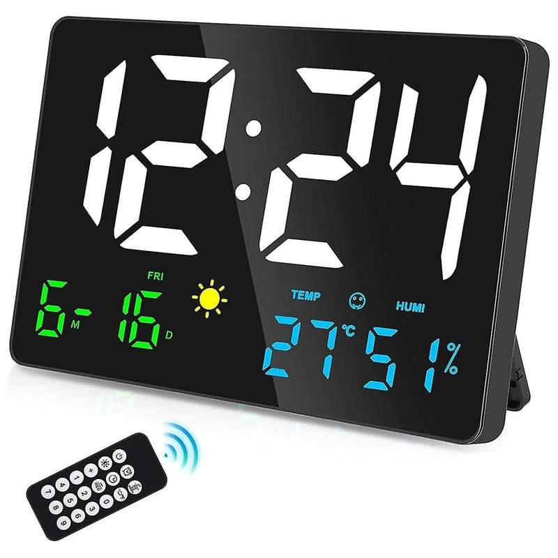 Digital Wall Clock Display, 11.5inch Usb Led Digital Wall Clocks Alarm Clock for Bedrooms with Weath