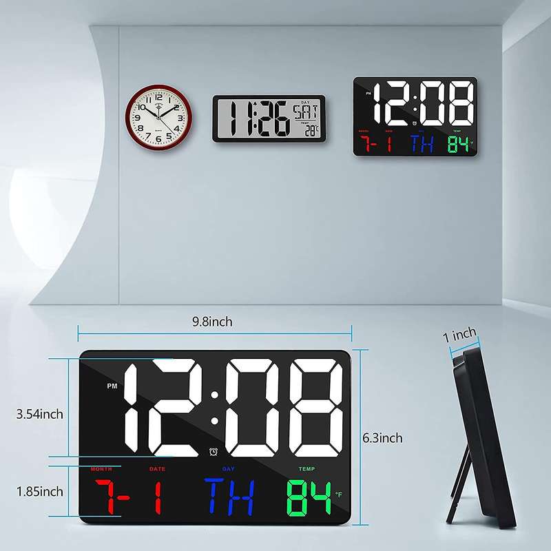 Digital Wall Clock Large Display Alarm Clock with Wireless Remote Control Led Wall Clock with Date