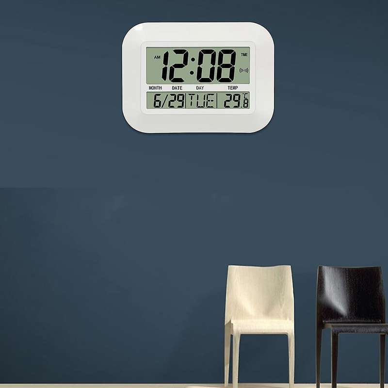Digital Wall Clock Battery Operated Simple Large Temperature Calendar Date Day for Home Office