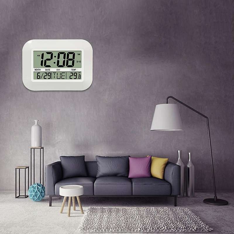 Digital Wall Clock Battery Operated Simple Large Temperature Calendar Date Day for Home Office