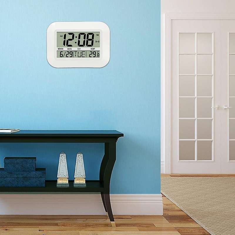 Digital Wall Clock Battery Operated Simple Large Temperature Calendar Date Day for Home Office