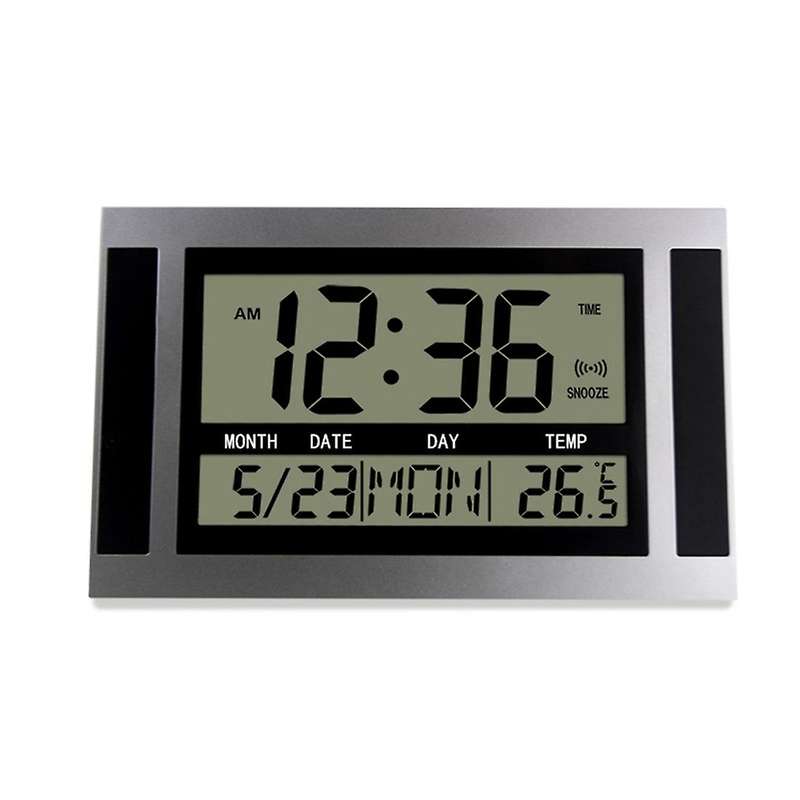Digital Wall Clock LCD Number Time Temperature Calendar Alarm Table Desk Clock Modern Design Office