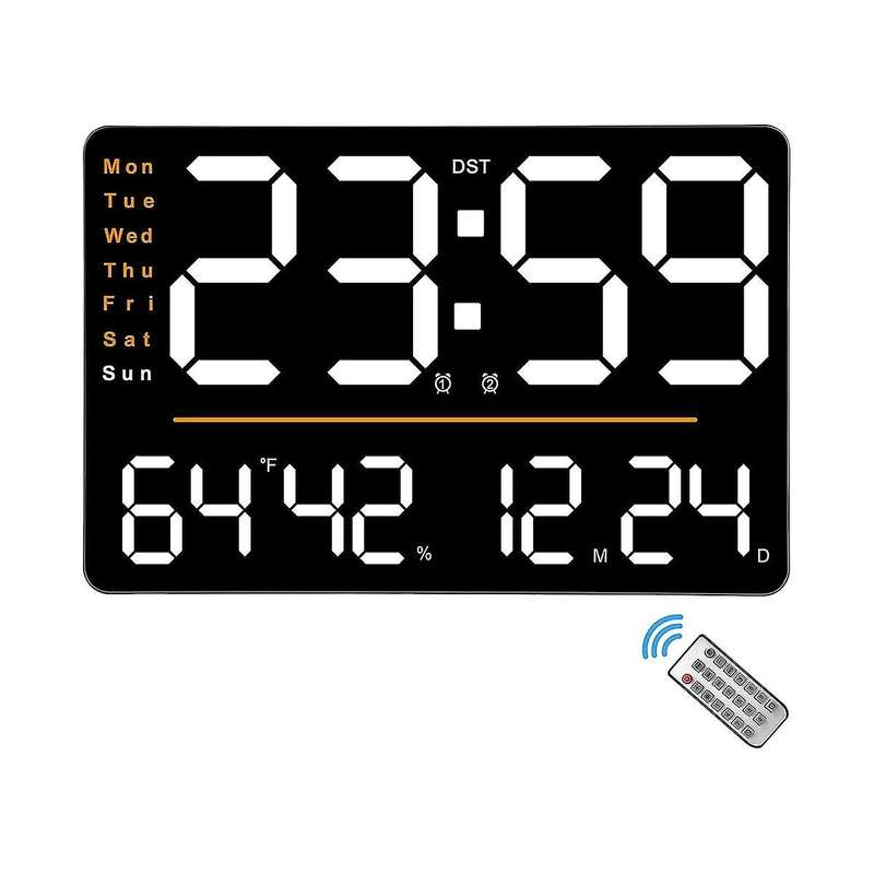 Digital Wall Clock,15.6 in LED Wall Clocks Display,With Remote Control,for Living Room Office Class