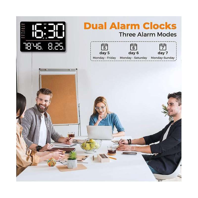 Digital Wall Clock,15.6 in LED Wall Clocks Display,With Remote Control,for Living Room Office Class