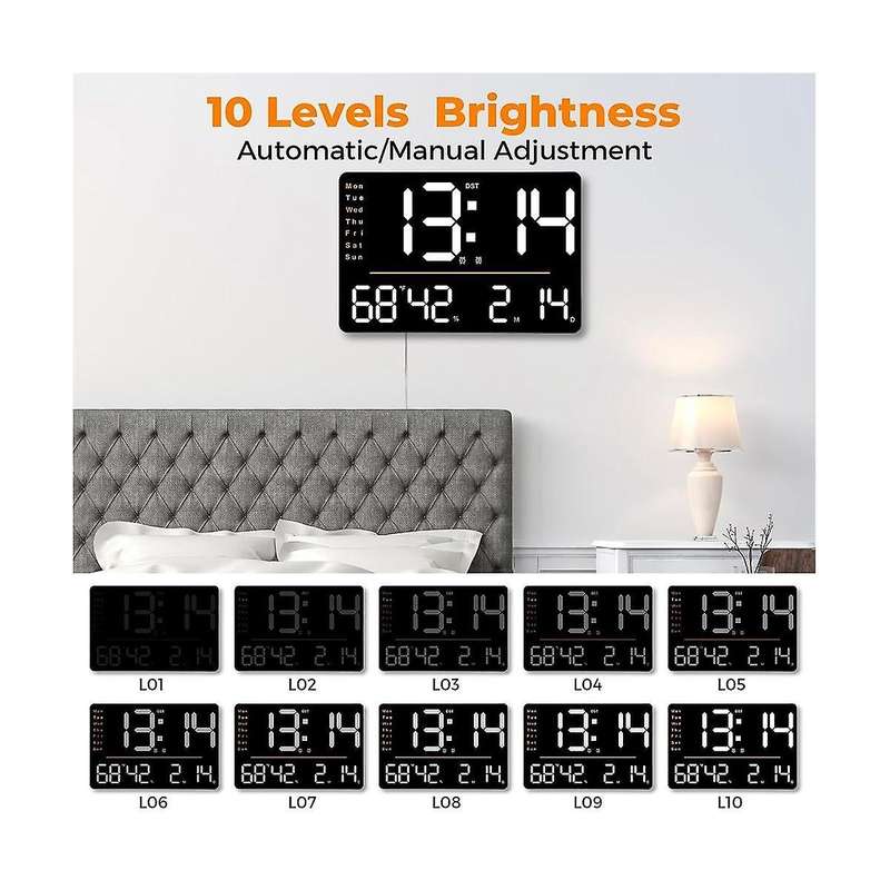 Digital Wall Clock,15.6 in LED Wall Clocks Display,With Remote Control,for Living Room Office Class