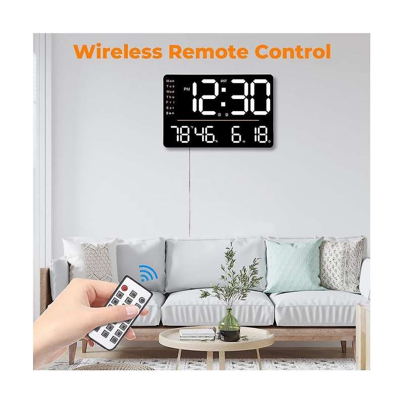 Digital Wall Clock,15.6 In Led Wall Clocks Display,with Remote Control,for Living Room Office Classr