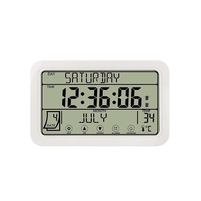 Digital Wall Clock, Digital Clock Battery Operated, 8inch Desk Clock with Temperature Humidity Day
