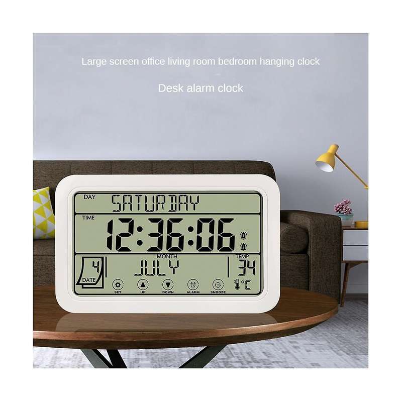 Digital Wall Clock, Digital Clock Battery Operated, 8inch Desk Clock with Temperature Humidity Day