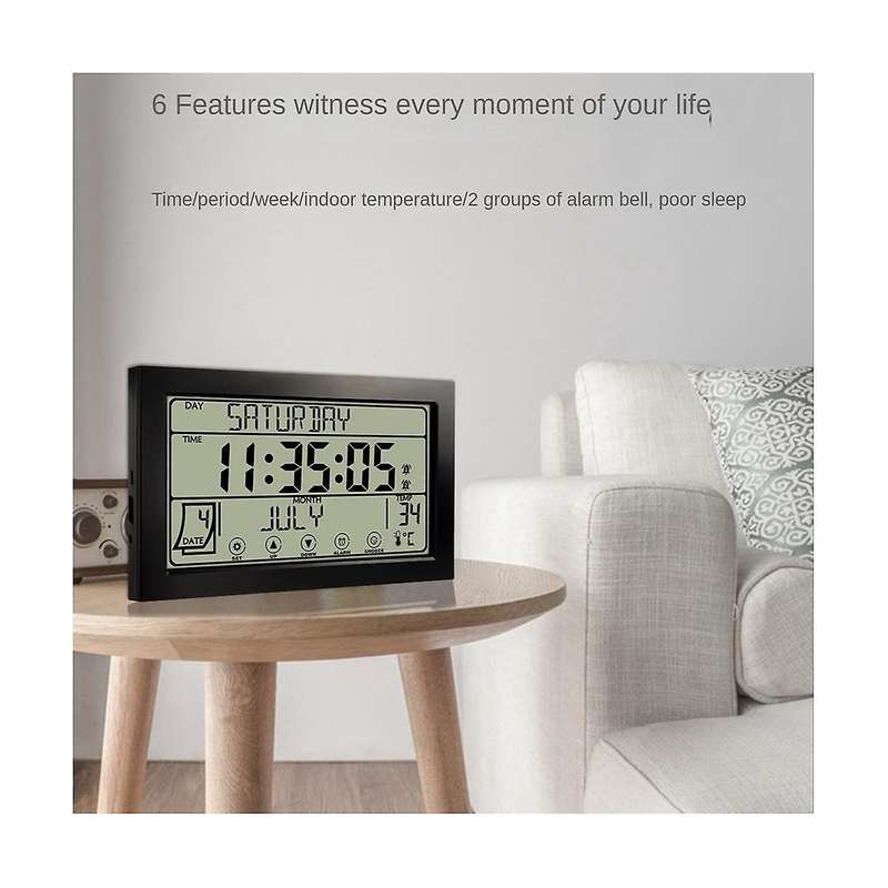 Digital Wall Clock, Digital Clock Battery Operated, 8inch Desk Clock with Temperature Humidity Day