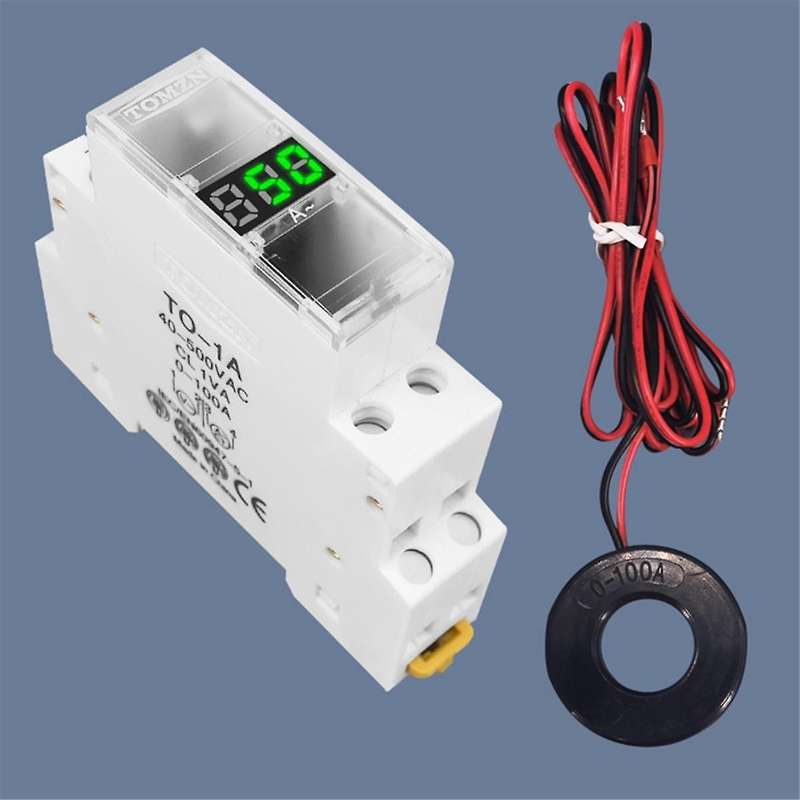Din Rail Single Phase Ampere Meter Ac 40-500V Mini Modular Ammeter Gauge Indicator LED Digital Displ