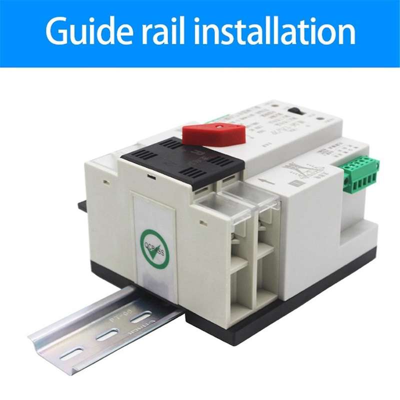 Din Rail 2P ATS Dual Power Automatic Transfer Switch Selector Switches Uninterruptible Millisecond P