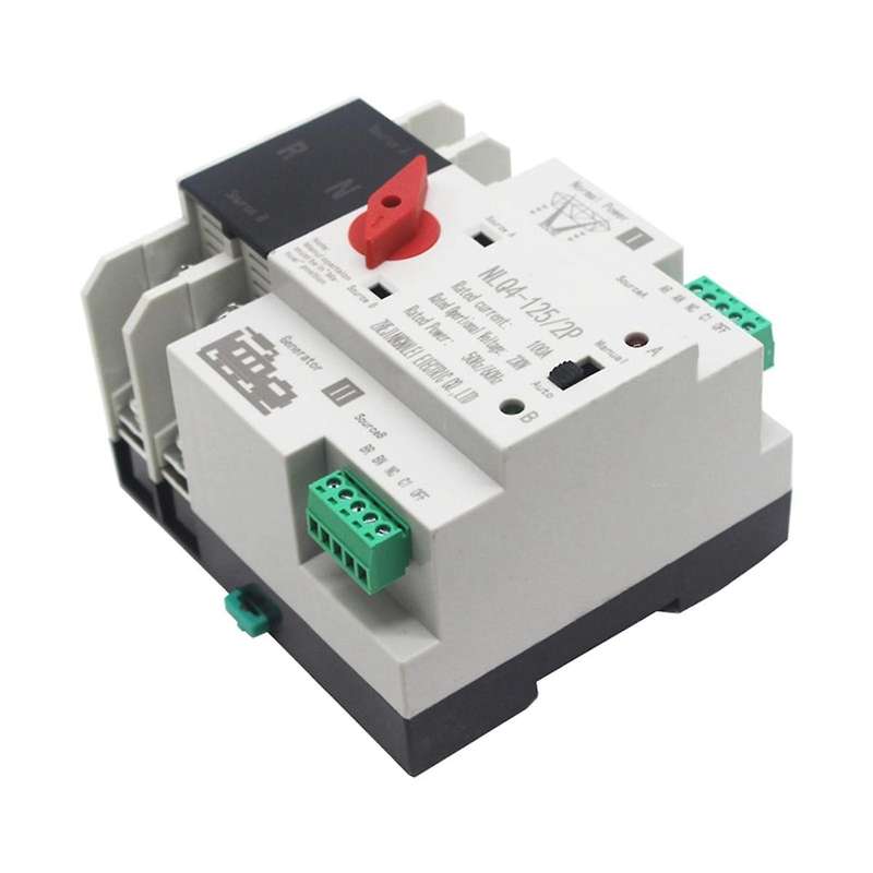 Din Rail 2P ATS Dual Power Automatic Transfer Switch Selector Switches Uninterruptible Millisecond P