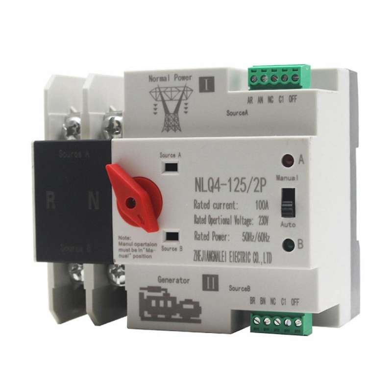 Din Rail 2P ATS Dual Power Automatic Transfer Switch Selector Switches Uninterruptible Millisecond P