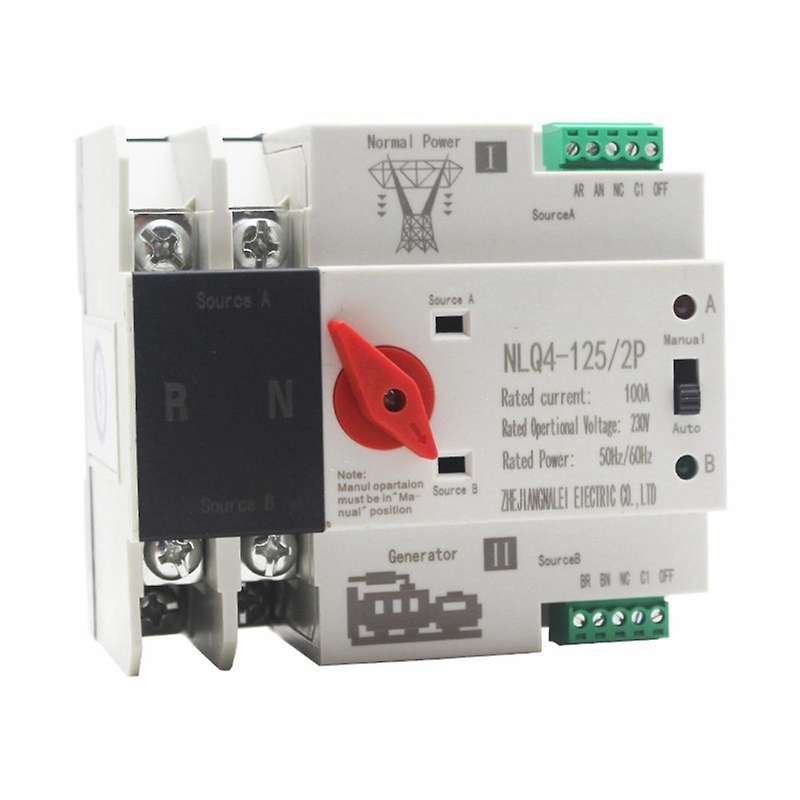 Din Rail 2P ATS Dual Power Automatic Transfer Switch Selector Switches Uninterruptible Millisecond P