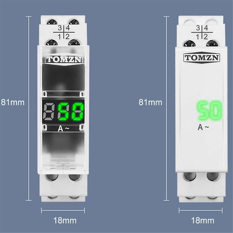 Din Rail Single Phase Ampere Meter Ac 40-500V Mini Modular Ammeter Gauge Indicator LED Digital Displ