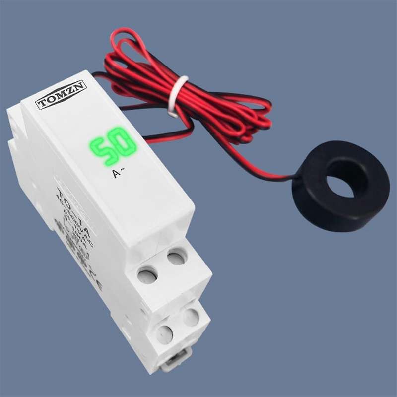 Din Rail Single Phase Ampere Meter Ac 40-500V Mini Modular Ammeter Gauge Indicator LED Digital Displ