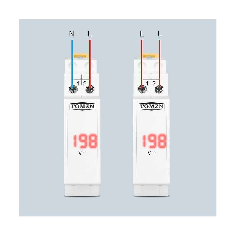 Din Rail Single Phase Voltage Meter AC 40-500V Modular Voltmeter Gauge Indicator LED Digital Display