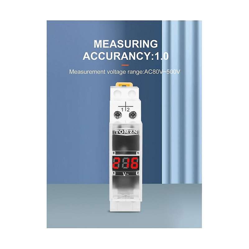 Din Rail Single Phase Voltage Meter AC 40-500V Modular Voltmeter Gauge Indicator LED Digital Display