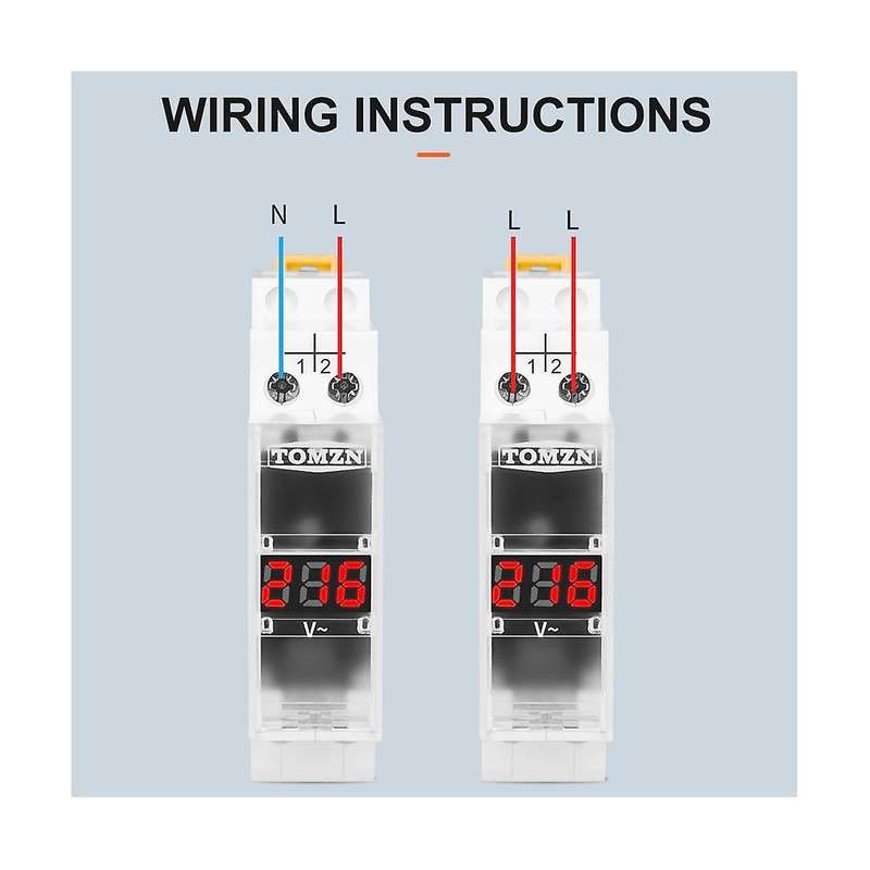 Din Rail Single Phase Voltage Meter AC 40-500V Modular Voltmeter Gauge Indicator LED Digital Display