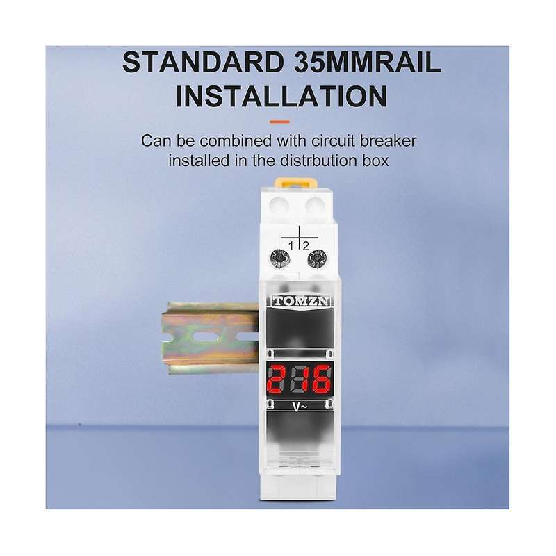 Din Rail Single Phase Voltage Meter AC 40-500V Modular Voltmeter Gauge Indicator LED Digital Display
