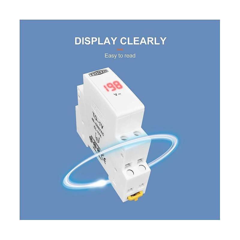 Din Rail Single Phase Voltage Meter AC 40-500V Modular Voltmeter Gauge Indicator LED Digital Display