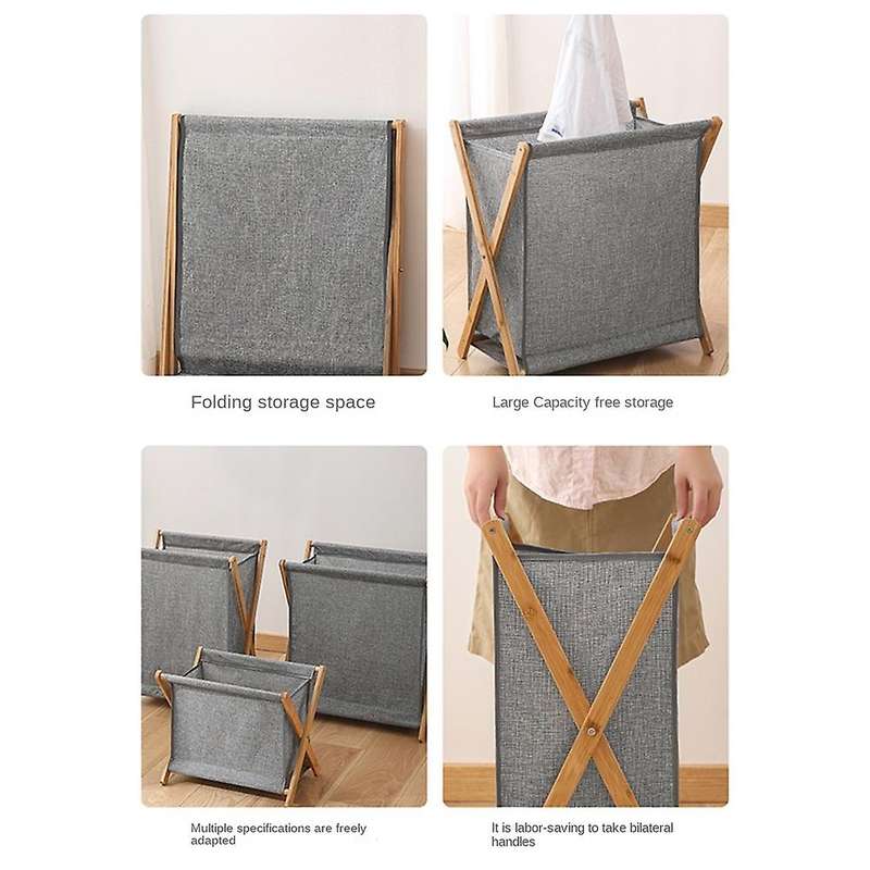 Dirty Clothes Basket Basket Foldable Clothes Storage Basket Household Bamboo Wooden Bathroom Dirty