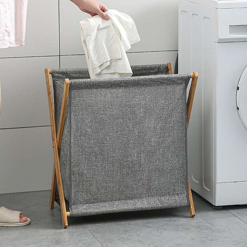 Dirty Clothes Basket Basket Foldable Clothes Storage Basket Household Bamboo Wooden Bathroom Dirty