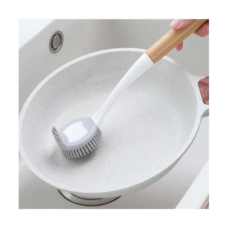 Dish Brush with Bamboo Handle Dish Scrubber Pan Brush, Dishwashing and Cleaning Double Head Pan Brus