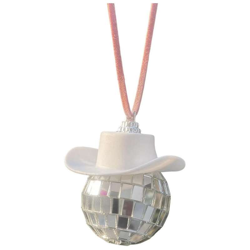 Disco Ball Cow Boy Hat Car Accessories,Car Interior Accessories,Car Hanging Ornament Accessories-Whi