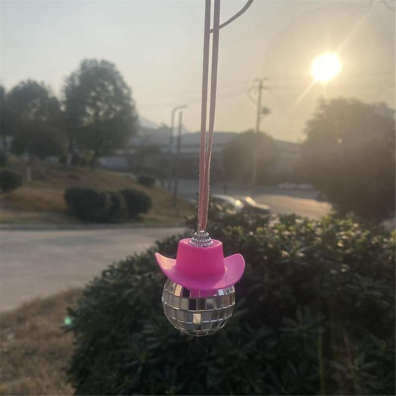 Disco Ball Cow Boy Hat Car Accessories,Car Interior Accessories,Car Hanging Ornament Accessories-Pin