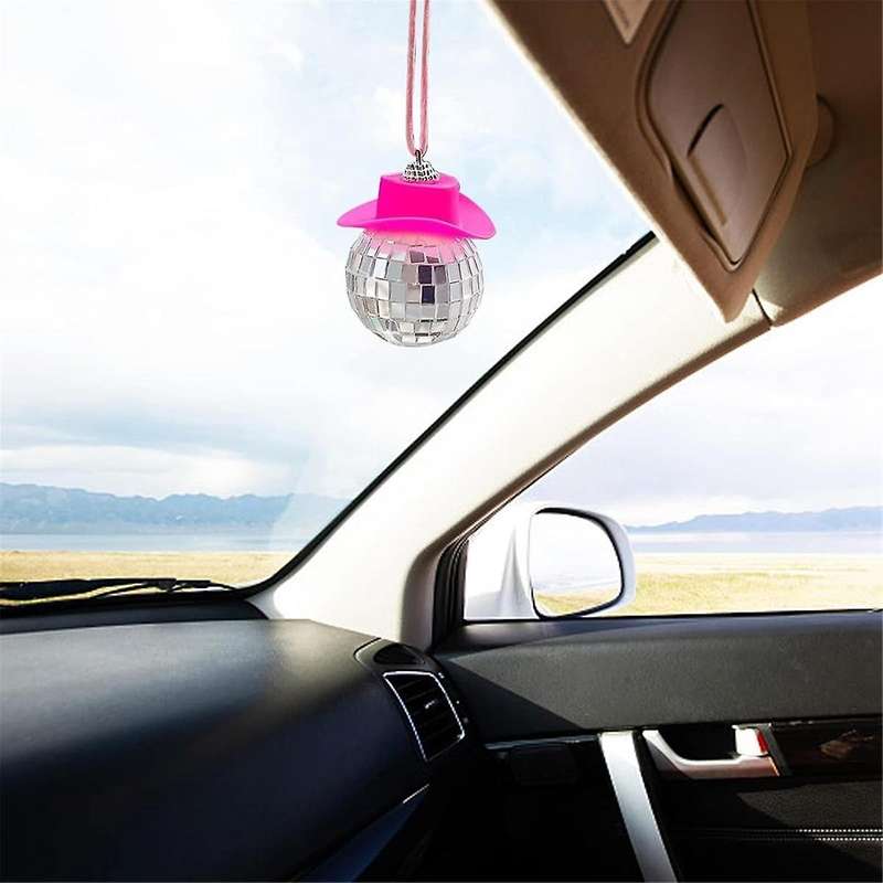Disco Ball Cow Boy Hat Car Accessories,Car Interior Accessories,Car Hanging Ornament Accessories-Pin