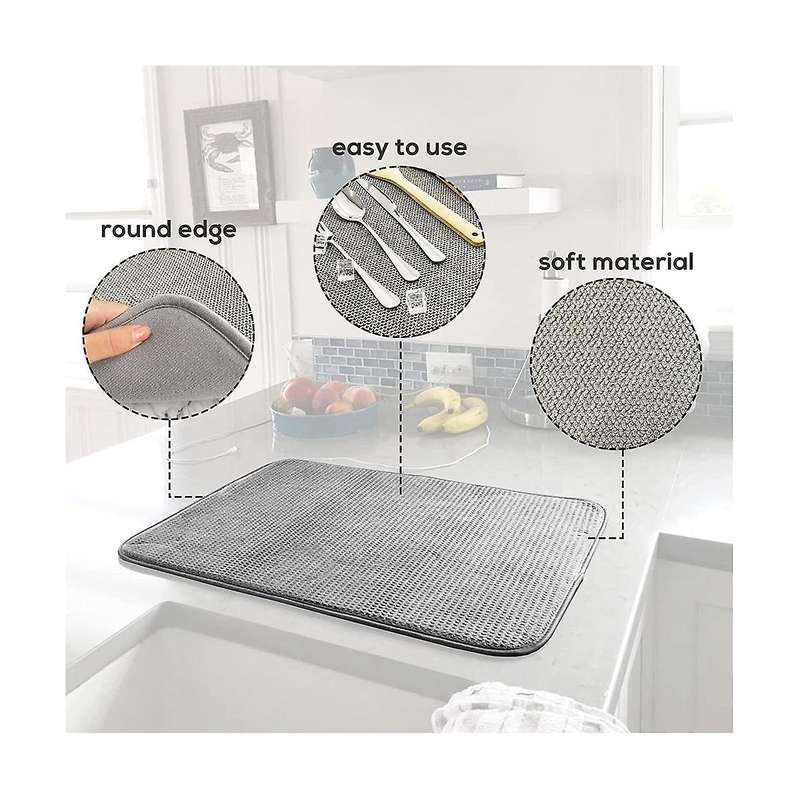 Dish Drying Mat,absorbent Microfiber Dishes Drainer Mats for Kitchen Counter Size 20x15 Inch,dish