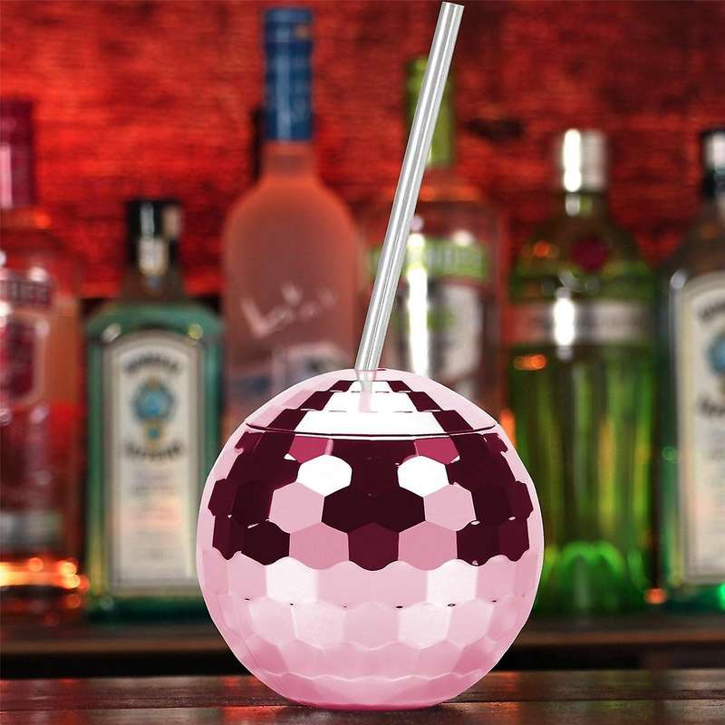 Disco Flash Ball Cocktail Cup Nightclub Bar Party Flashlight Straw Wine Glass Drinking Syrup Tea Bo
