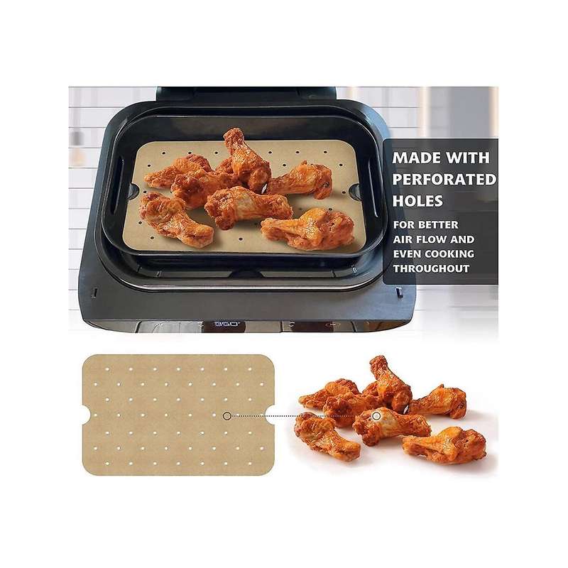 Disposable Parchment Paper, 100 Pcs Perforated Rectangular Liners for Indoor Grill