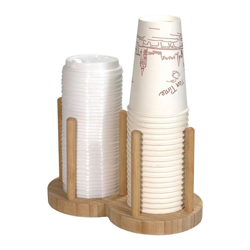 Disposable Cup Storage Holder Rack Shelf Water Tea Cups Wood Dispenser with Stick Mug Display Stand