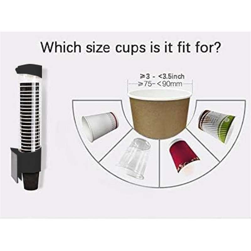 Disposable Cup Holder Wall Mounted ,cup Dispenser, Paper Or Plastic Cup Organizer Black