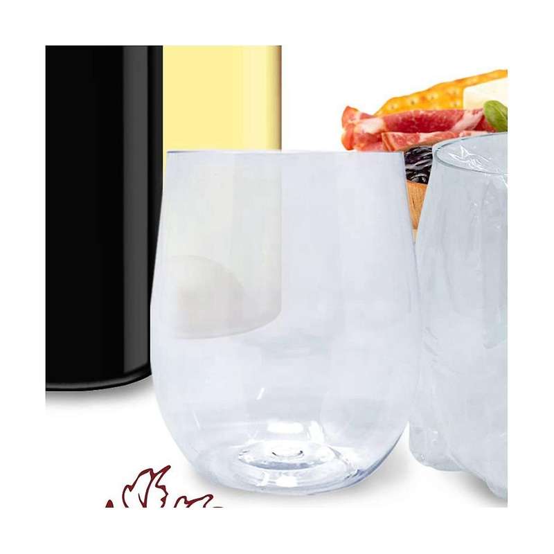 Disposable Wine Glasses, Stemless Plastic Wine Glasses for Parties Wine Cups, Plastic Champagne Gla
