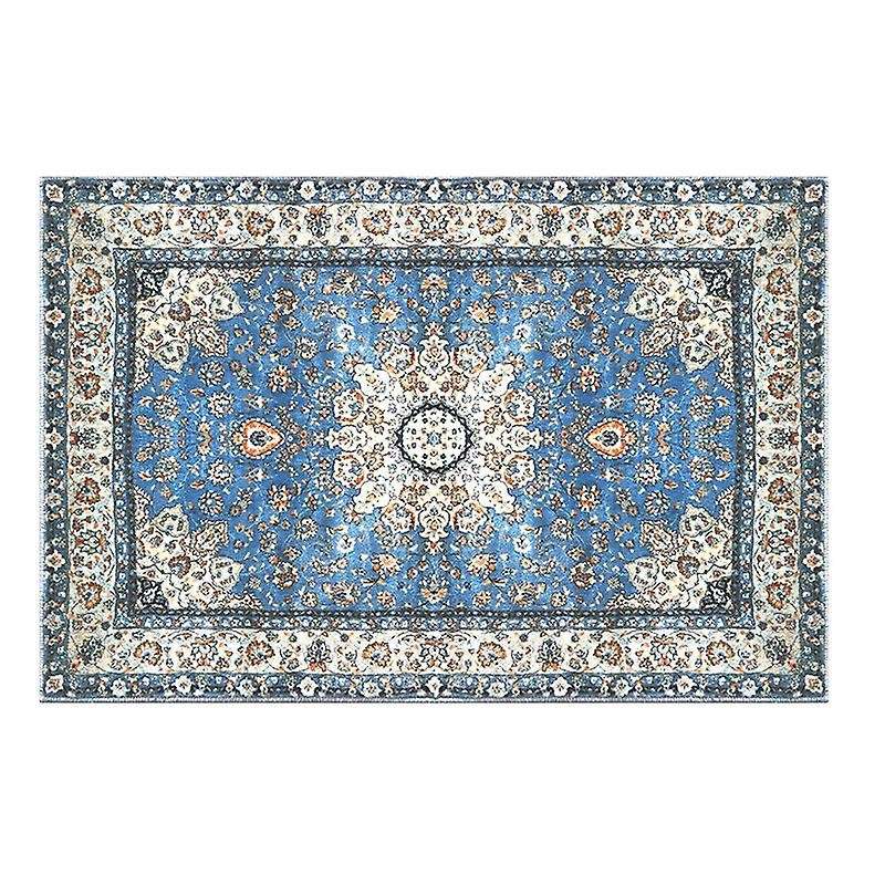 Distressed Entryway Rug Doormat Bohemian Faux Wool Floor Carpet for Indoor Front Entrance Kitchen Ba