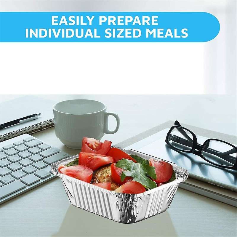 Disposable Takeaway Pan with Transparent Lid, Rectangular Aluminum Foil Tray, Tightly Sealed, 410ml