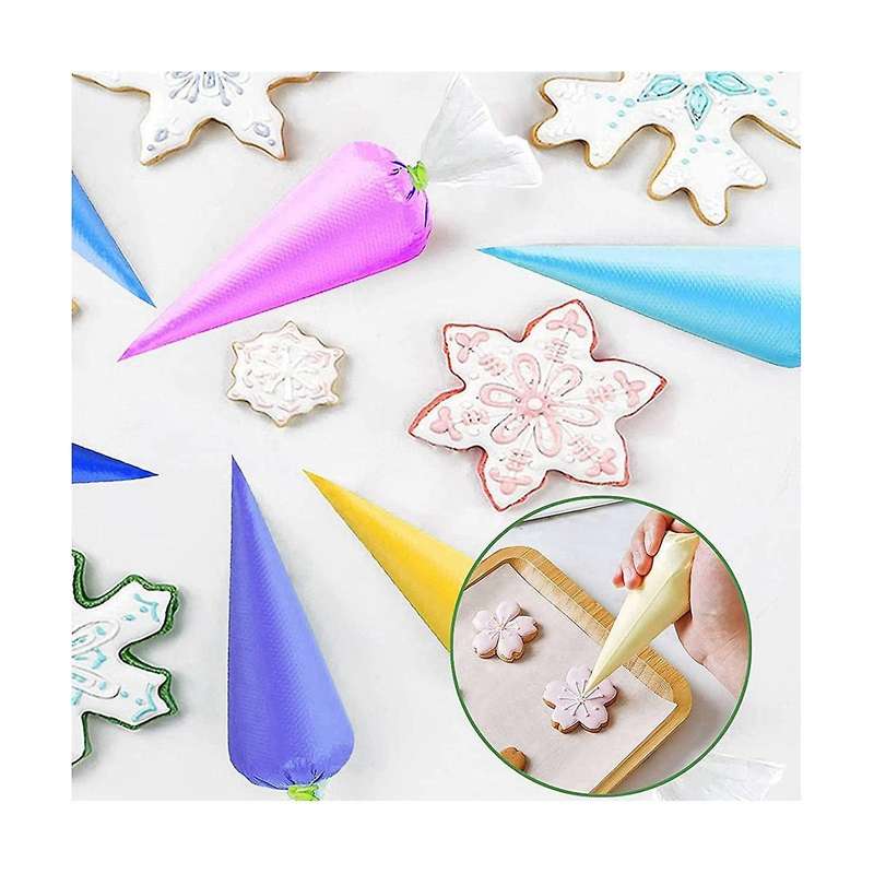 Disposable Piping Bags, Pastry Bags Set with 10 Piping Bags Ties & 2 Scriber Needle, Cake Decoratin