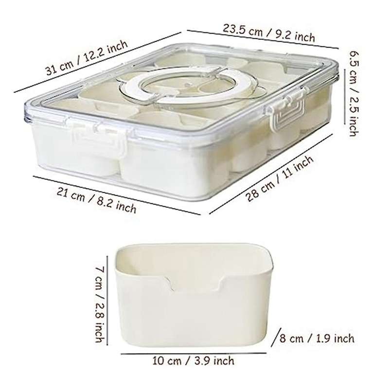 Divided Serving Tray with Lid and Handle Snackle Box Charcuterie Container Portable Snack Platter O
