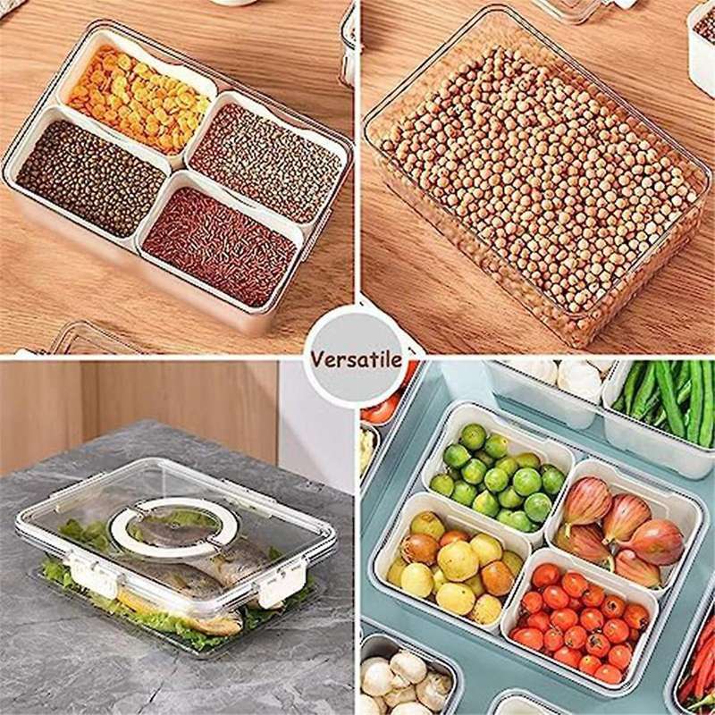 Divided Serving Tray with Lid and Handle Snackle Box Charcuterie Container Portable Snack Platter O