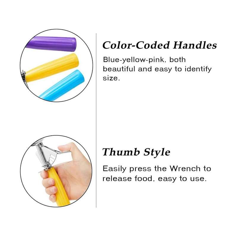 Divided Scoops, 3-piece Cookie Spoon, Ice Cream Scoop, Cutlery Scoop, Cupcake Scoop