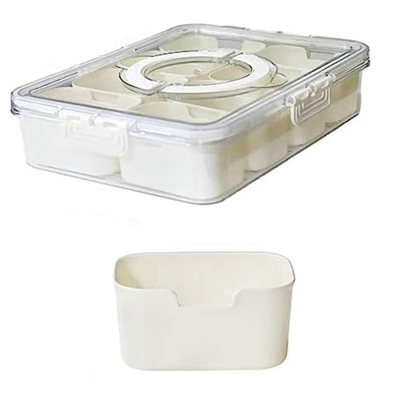 Divided Serving Tray with Lid and Handle Snackle Box Charcuterie Container Portable Snack Platter Or
