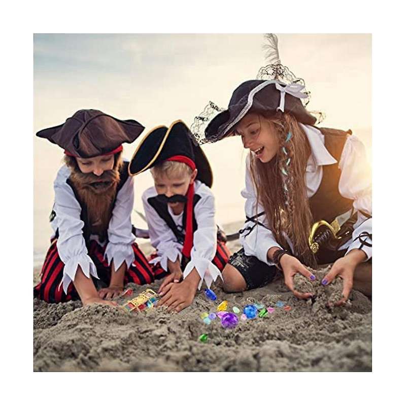 Diving Gem Pool Toys Colorful Diamond Gem with Treasure Pirate Chest Box Summer Underwater Gemstone